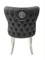 Pair of 2 Valentino Dark Grey Lion Knocker Chair