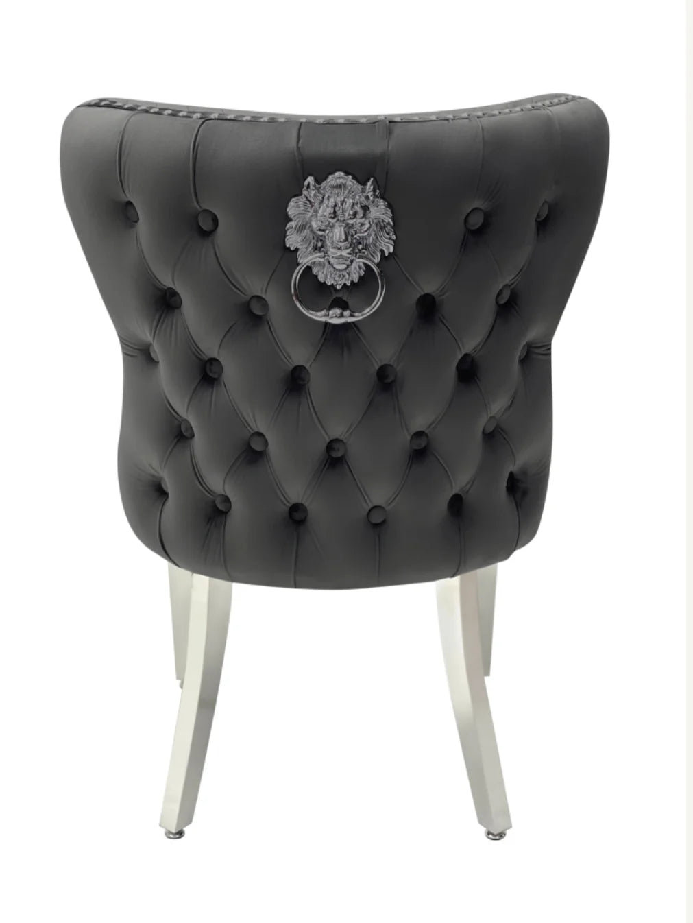 Pair of 2 Valentino Dark Grey Lion Knocker Chair