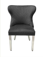 Pair of 2 Valentino Dark Grey Lion Knocker Chair