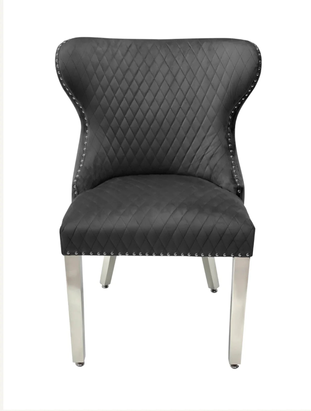 Pair of 2 Valentino Dark Grey Lion Knocker Chair