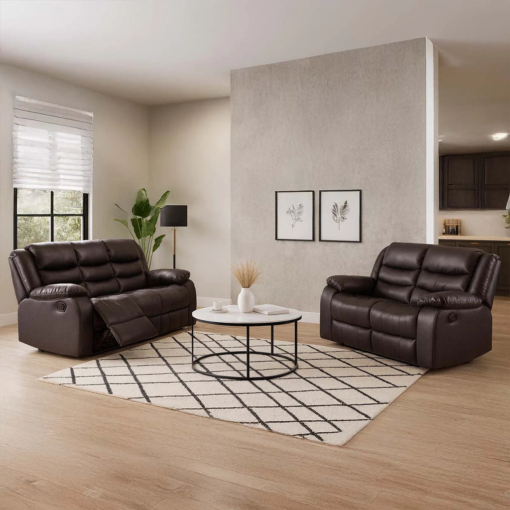 Venice 3 + 2 Leather Reclining Sofa Suite | Black | Brown | Grey
