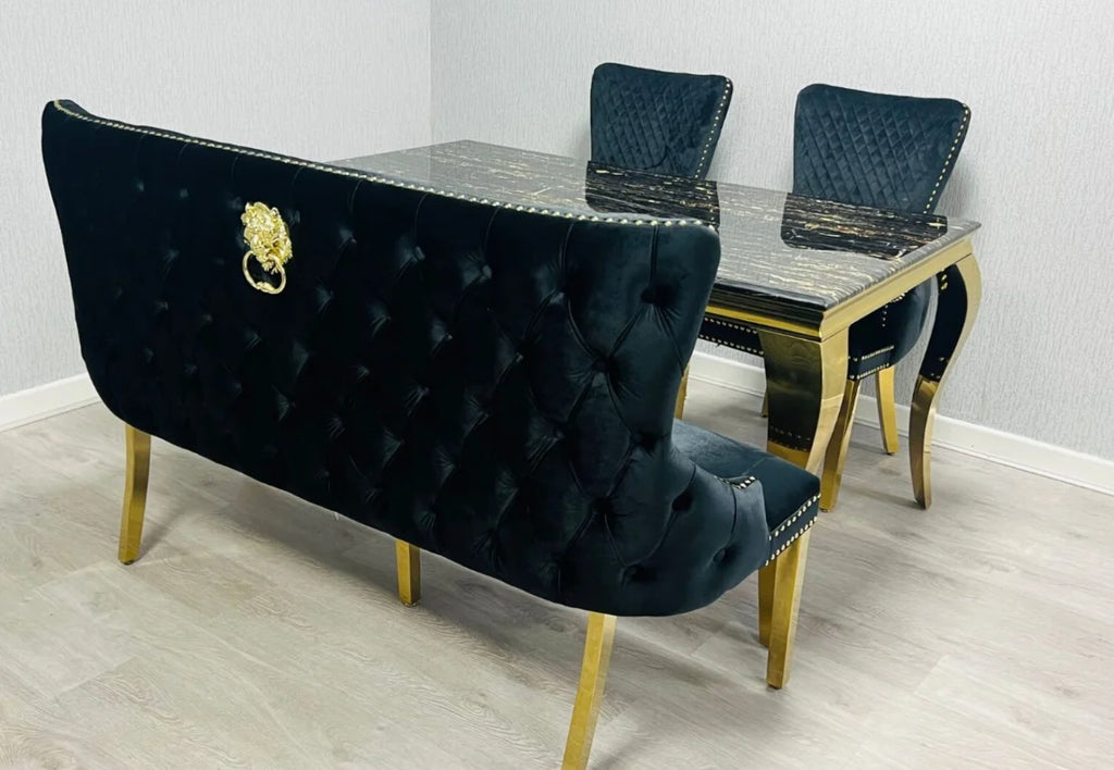 150cm Victoria Black and Gold bench
