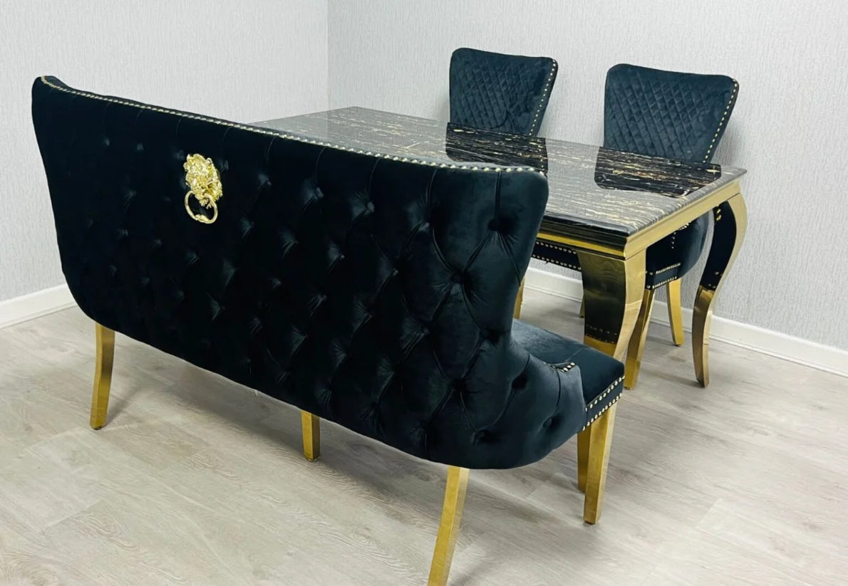 150cm Victoria Black and Gold bench