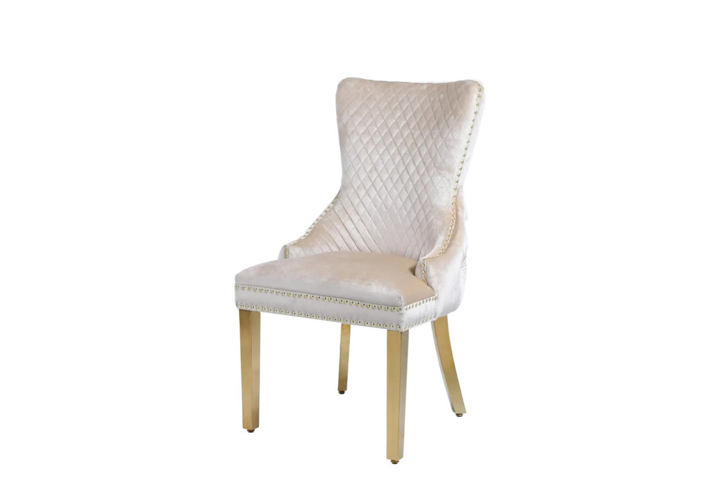 Pair Of 2 Victoria Cream And Gold Chair Dining Chair Lion Knocker| Order 2-4-6-8