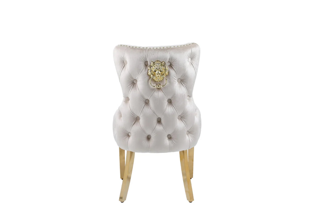 Pair Of 2 Victoria Cream And Gold Chair Dining Chair Lion Knocker| Order 2-4-6-8