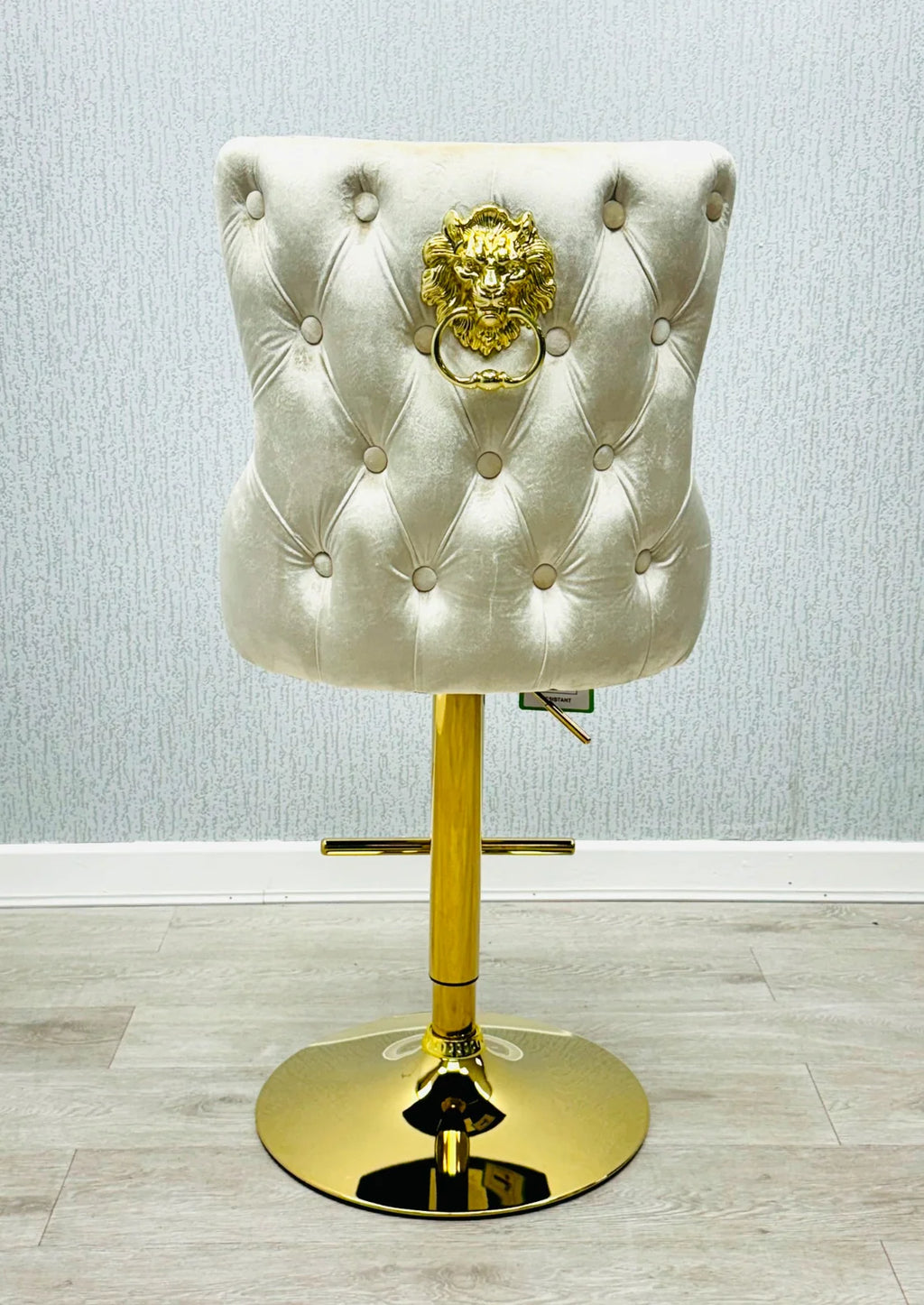 Victoria Bar Stool Cream And Gold Lion knocker