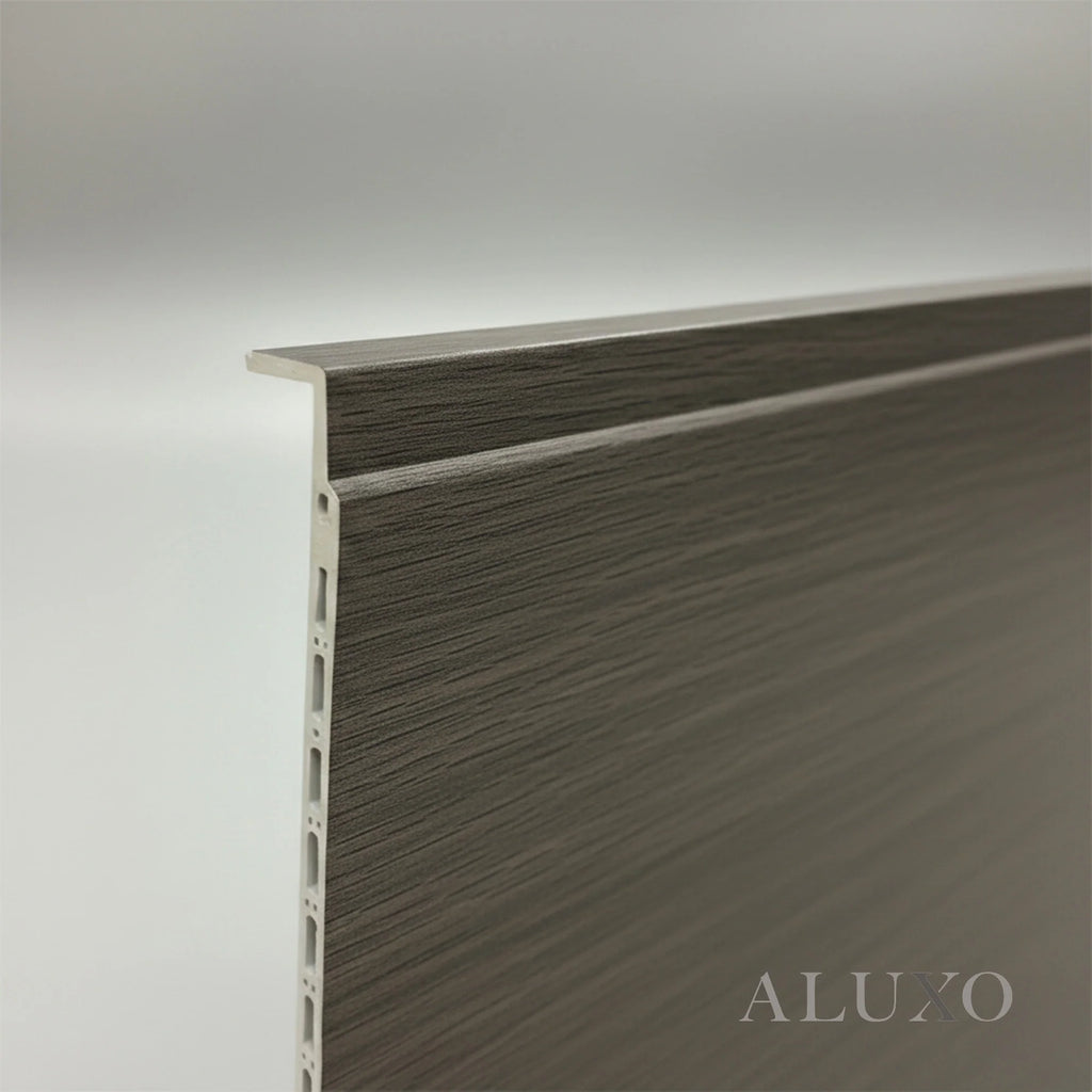WPC Full Wall Set: 3D Wave & Flat Panels + 4 End Trims - Ash Grey