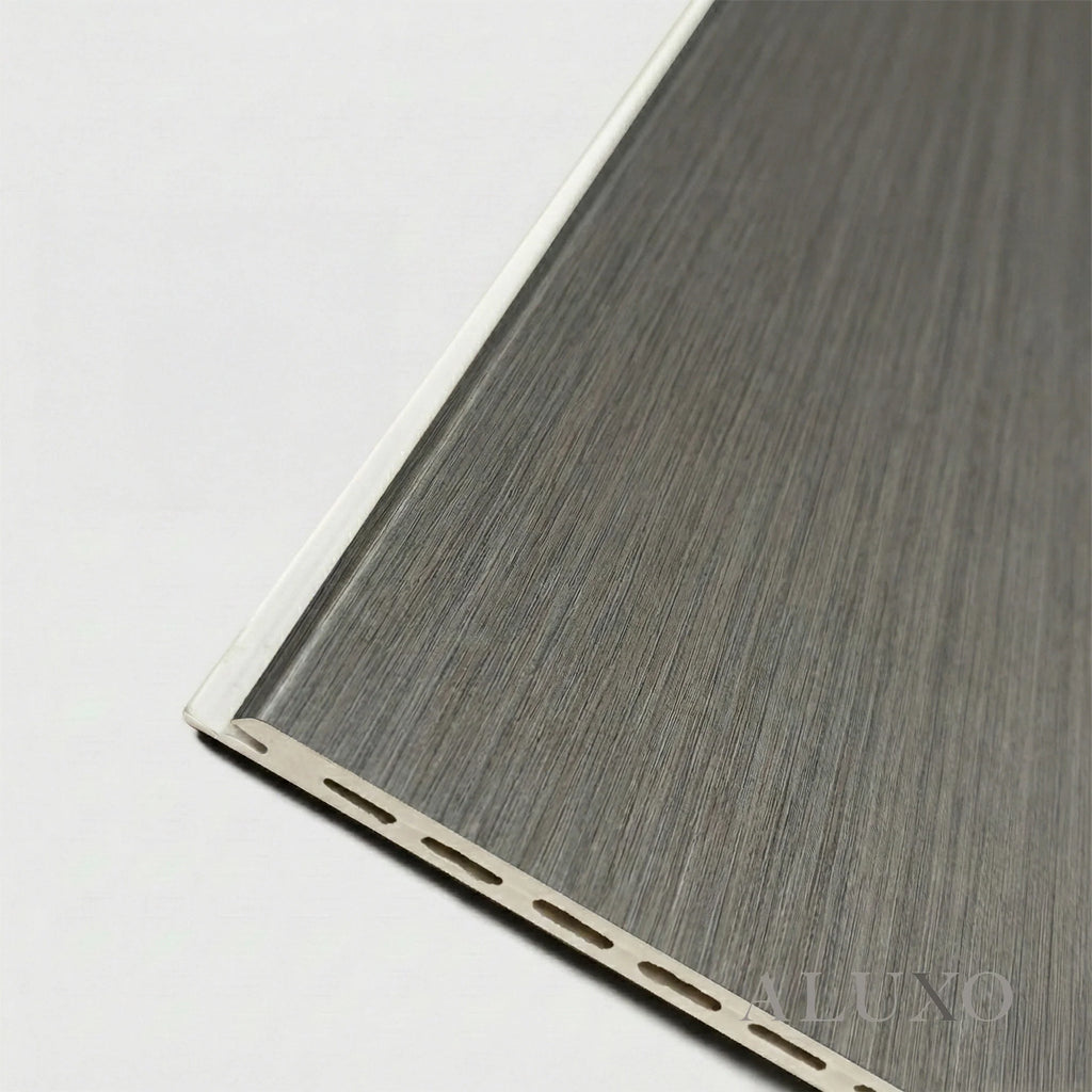 WPC Full Wall Set: 3D Wave & Flat Panels + 4 End Trims - Ash Grey