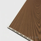 WPC Full Wall Set: 3D Wave & Flat Panels + 4 End Trims - Walnut (Dark Oak)