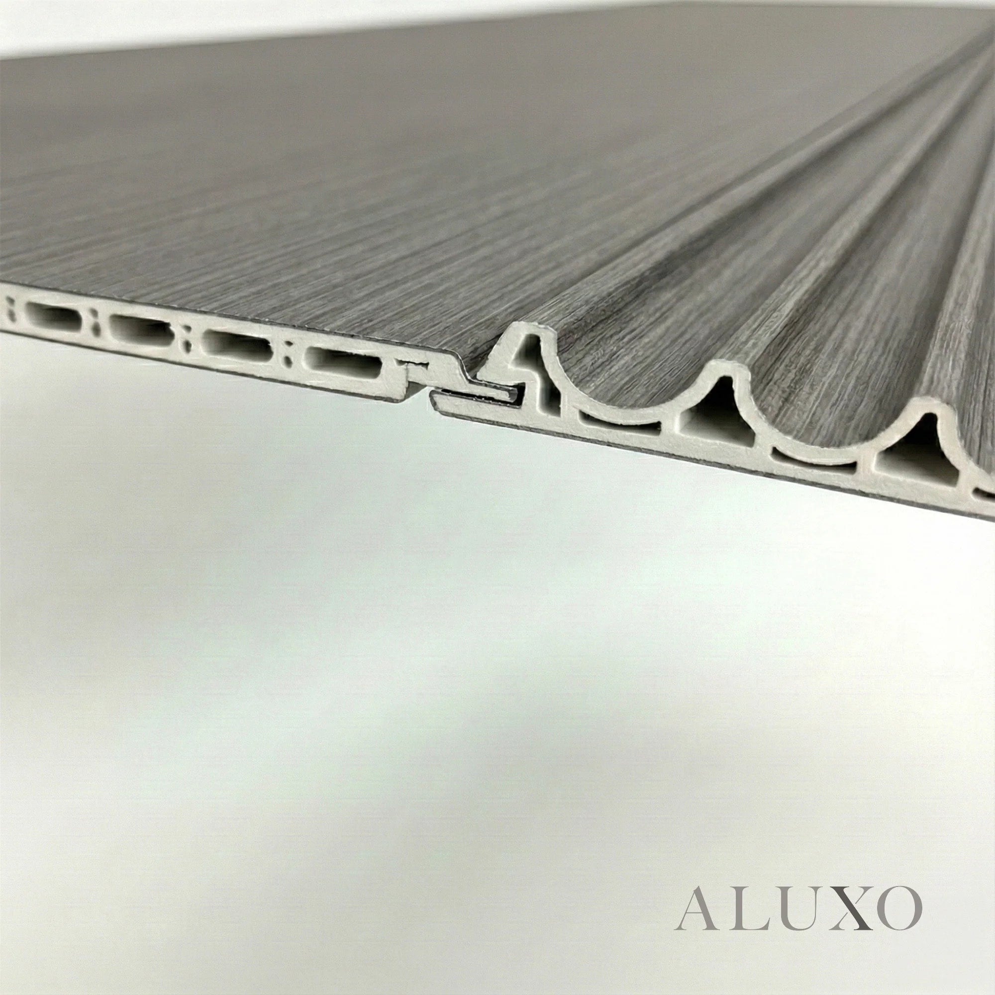 WPC Full Wall Set: 3D Wave & Flat Panels + 4 End Trims - Ash Grey