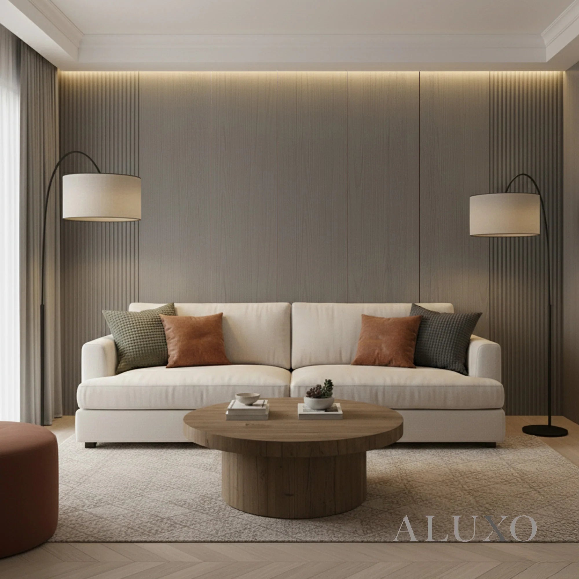 WPC Full Wall Set: 3D Wave & Flat Panels + 4 End Trims - Ash Grey