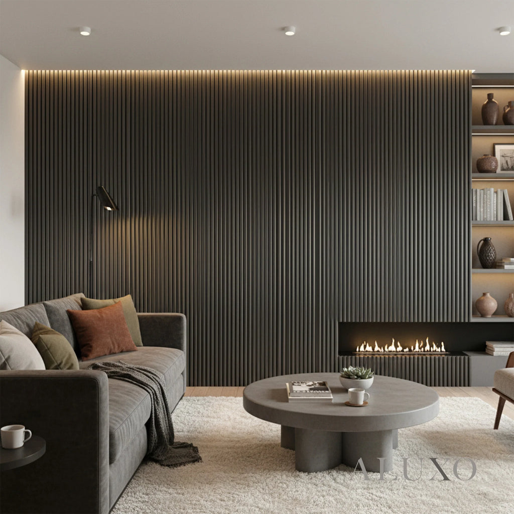 WPC 3D FLUTED Wall Panels 235×16cm (SET of 15) - Black Brushed