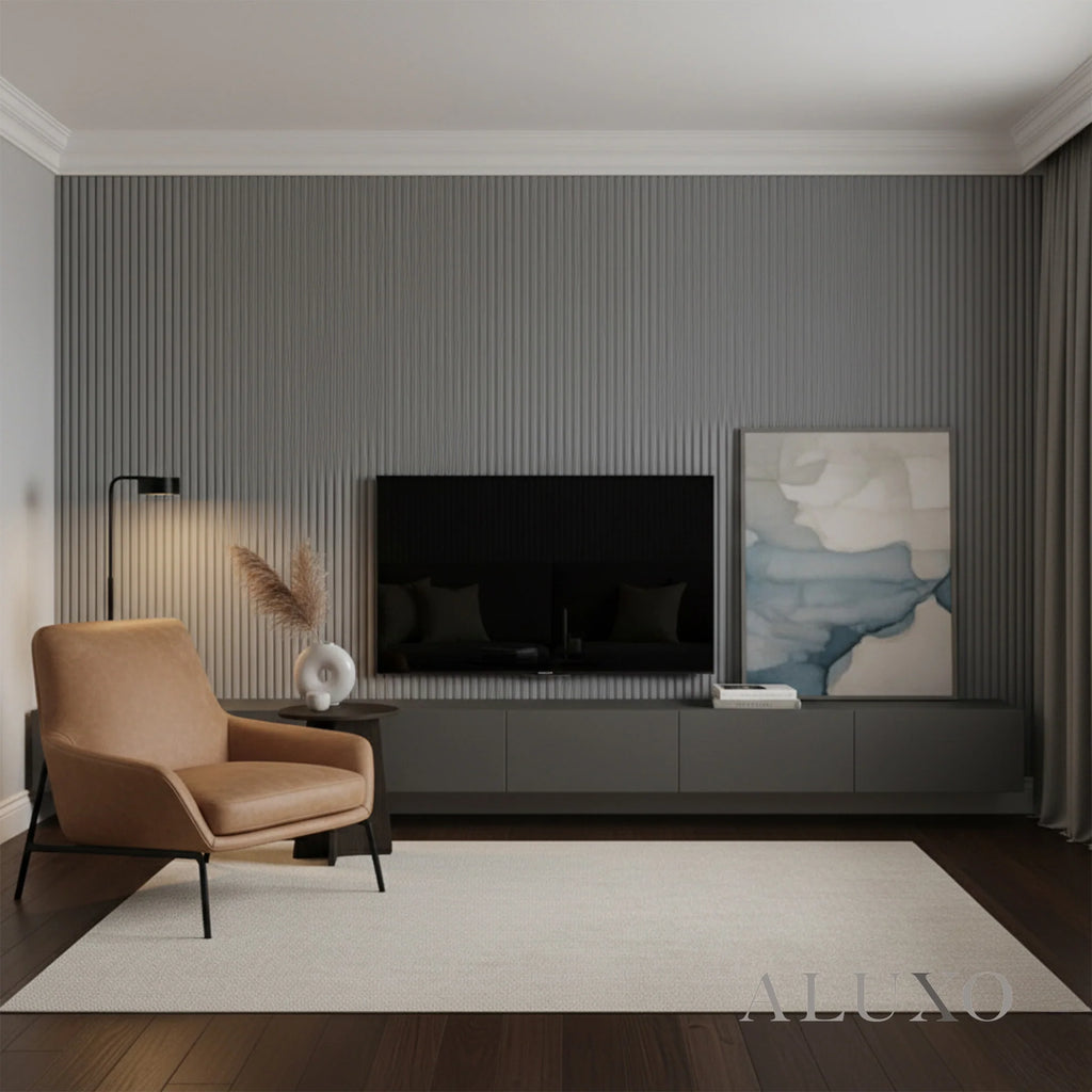 WPC 3D FLUTED Wall Panels 235×16cm (SET of 15) - Matte Grey