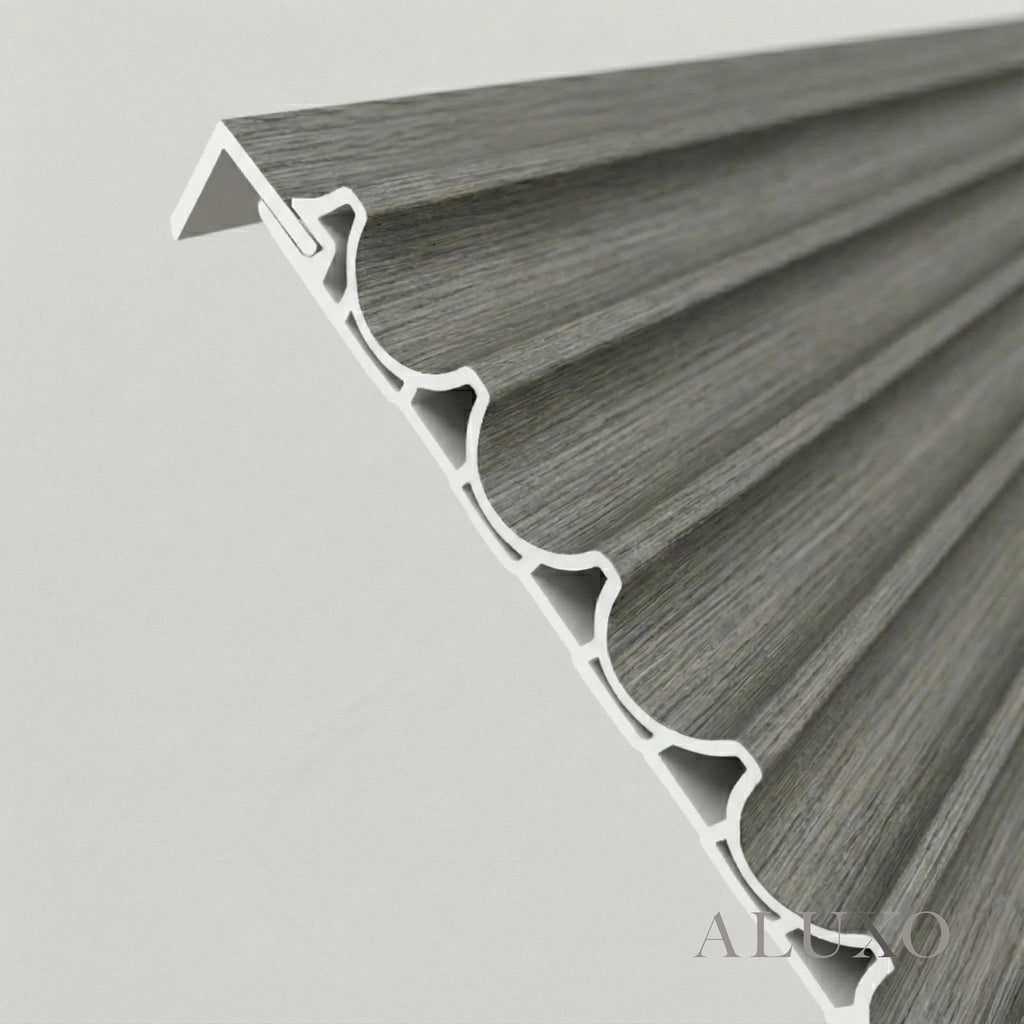 WPC Full Wall Set: 3D Wave & Flat Panels + 4 End Trims - Ash Grey