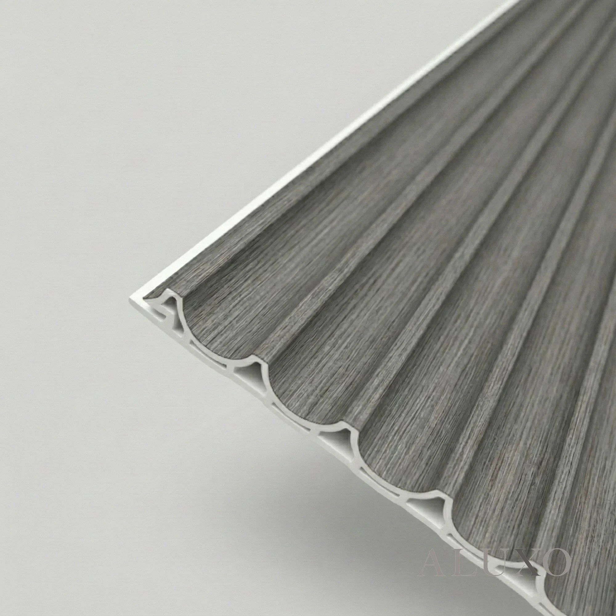 WPC Full Wall Set: 3D Wave & Flat Panels + 4 End Trims - Ash Grey