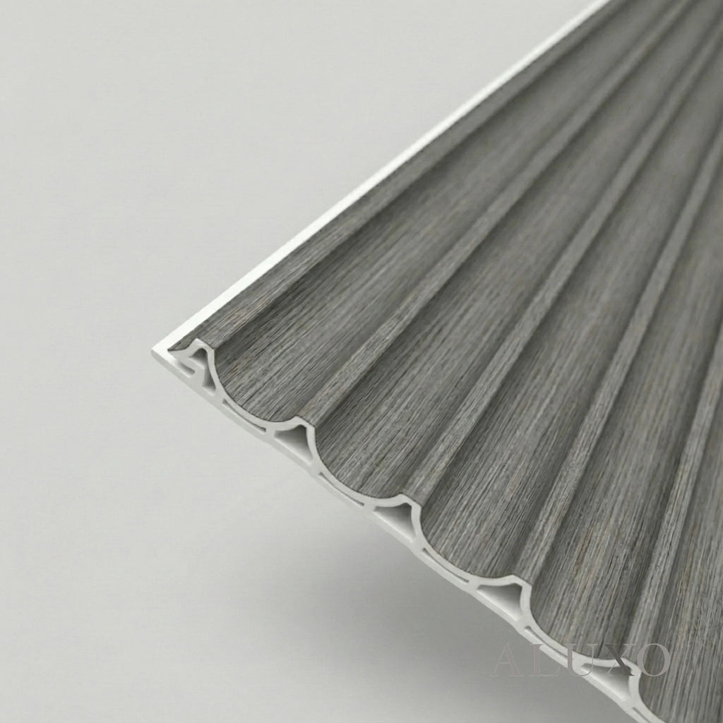 WPC 3D WAVE Decorative Wall Panels 235×15.9cm (SET of 10) - Ash Grey