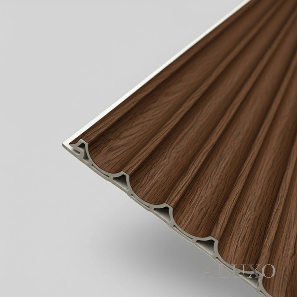 WPC 3D WAVE Decorative Wall Panels 235×15.9cm (SET of 10) - Walnut (Dark Oak)