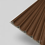 WPC Full Wall Set: 3D Wave & Flat Panels + 4 End Trims - Walnut (Dark Oak)