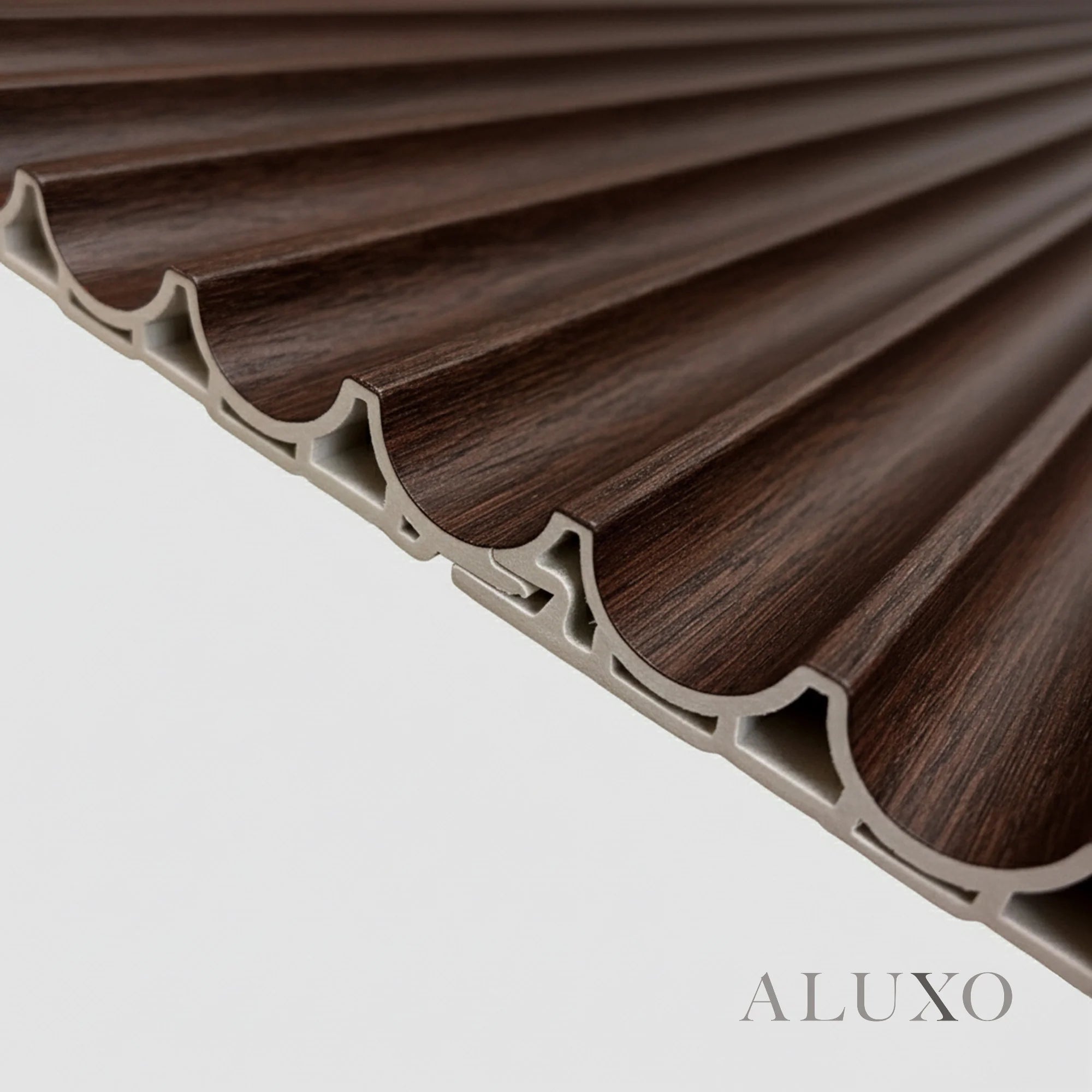 WPC 3D WAVE Decorative Wall Panels 235×15.9cm (SET of 10) - Walnut (Dark Oak)
