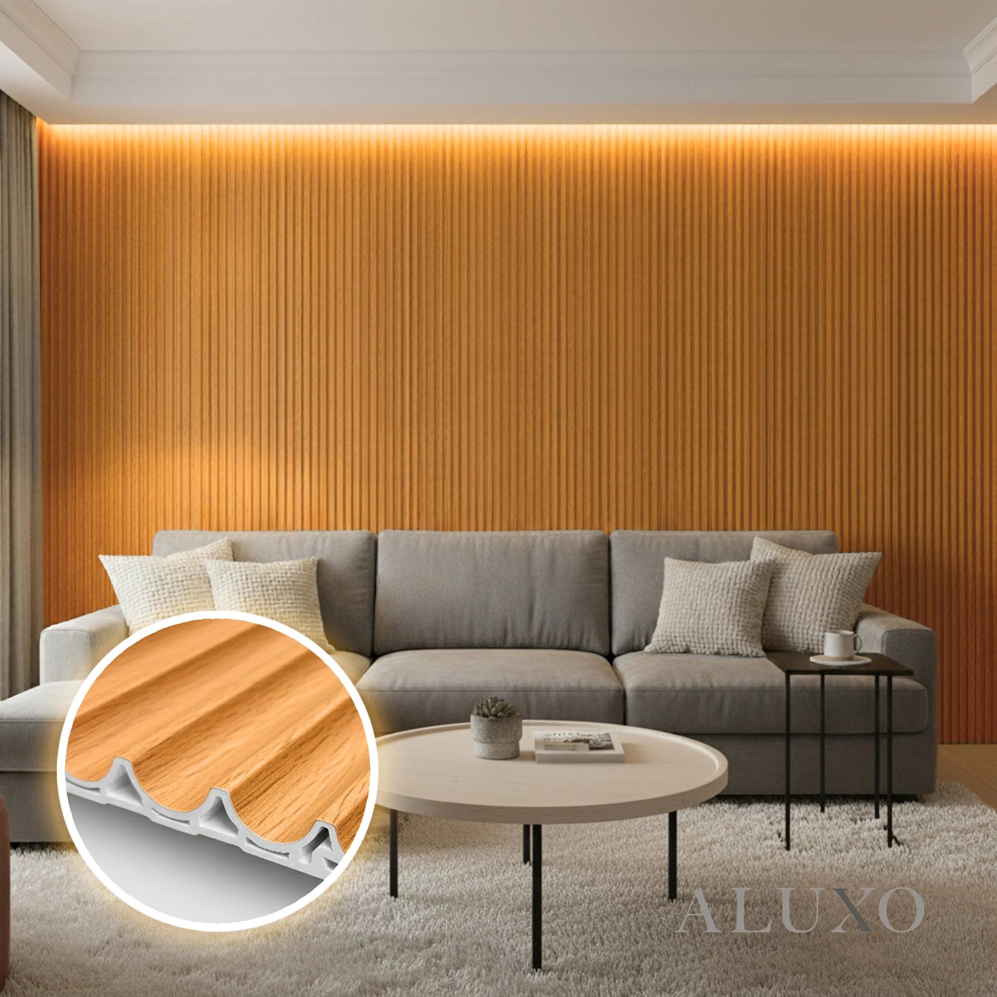 WPC 3D WAVE Decorative Wall Panels 235×15.9cm (SET of 10) - Light Oak