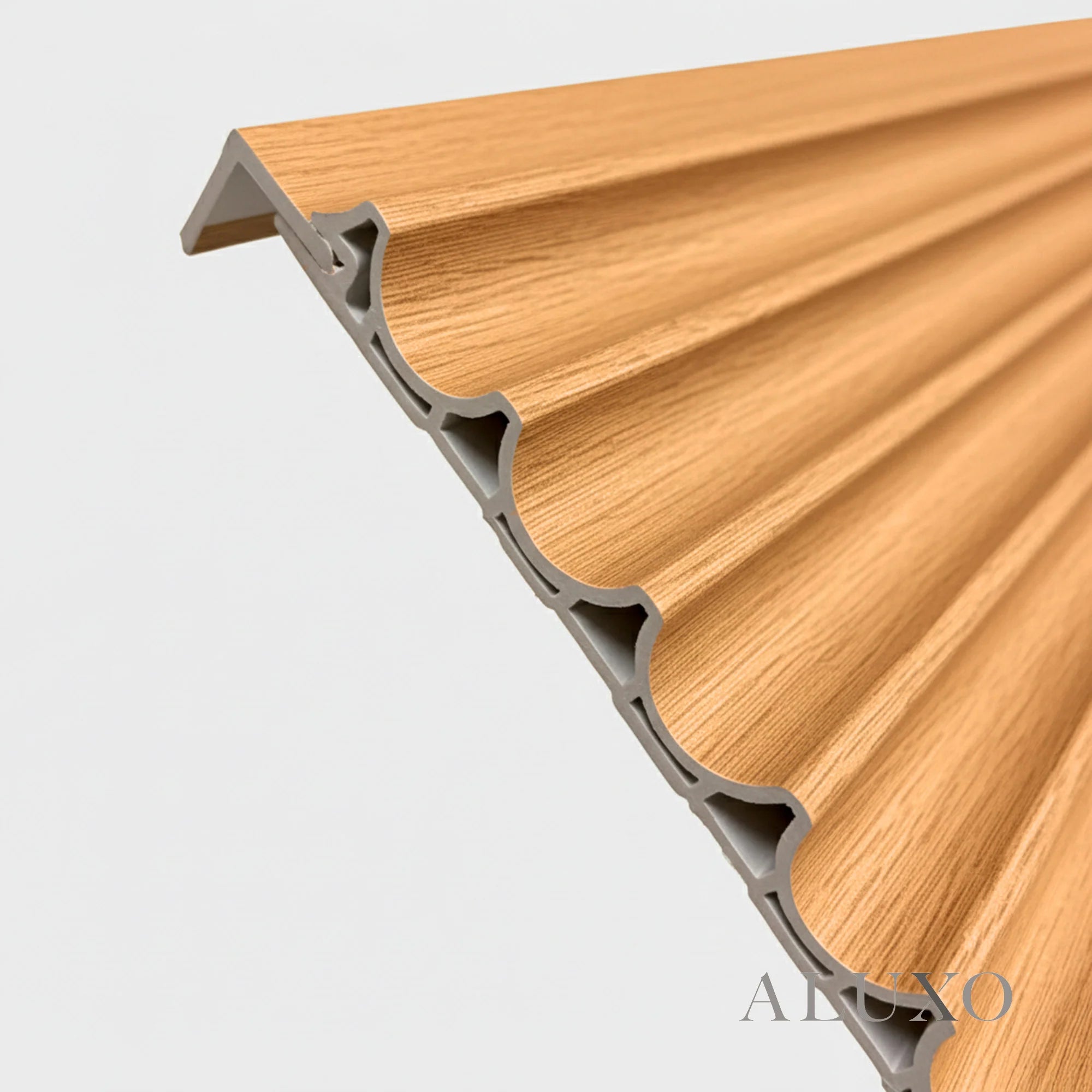 WPC Full Wall Set: 3D Wave & Flat Panels + 4 End Trims - Light Oak