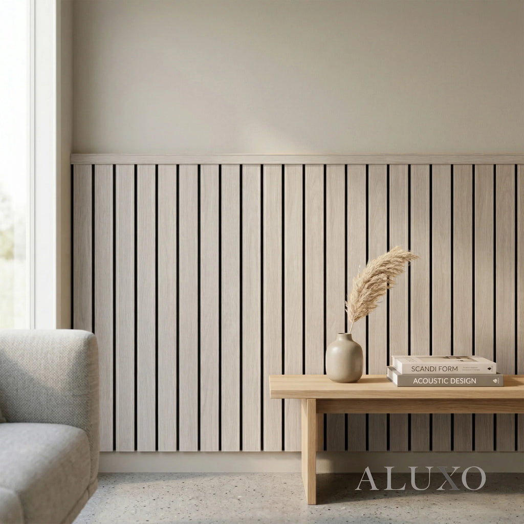 Sale Pre-Cut Wainscoting Wall Panel Kit - Slat Light Oak (196cm x 101cm) | Ready-to-Install Modern Half Wall Panelling