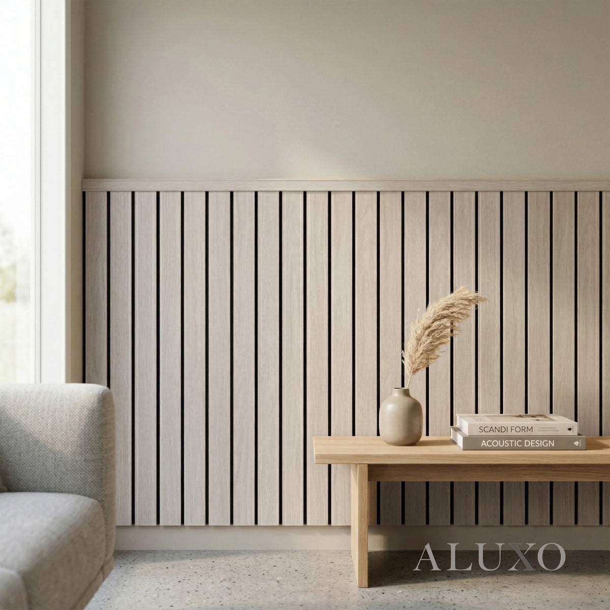 Sale Pre-Cut Wainscoting Wall Panel Kit - Slat Light Oak (196cm x 101cm) | Ready-to-Install Modern Half Wall Panelling