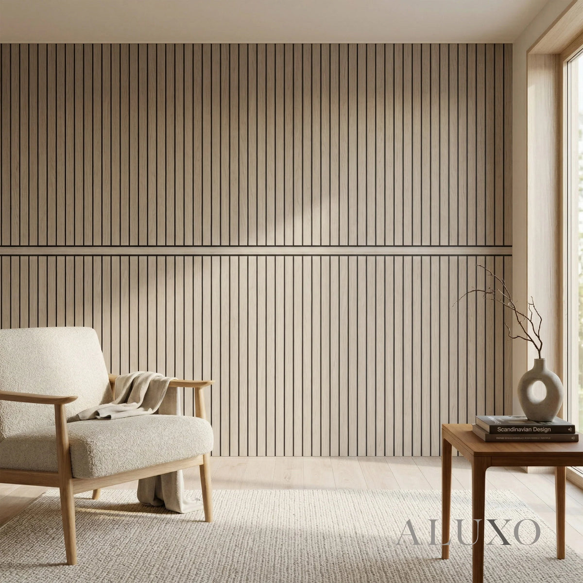 Sale Pre-Cut Wainscoting Wall Panel Kit - Slat Light Oak (196cm x 101cm) | Ready-to-Install Modern Half Wall Panelling