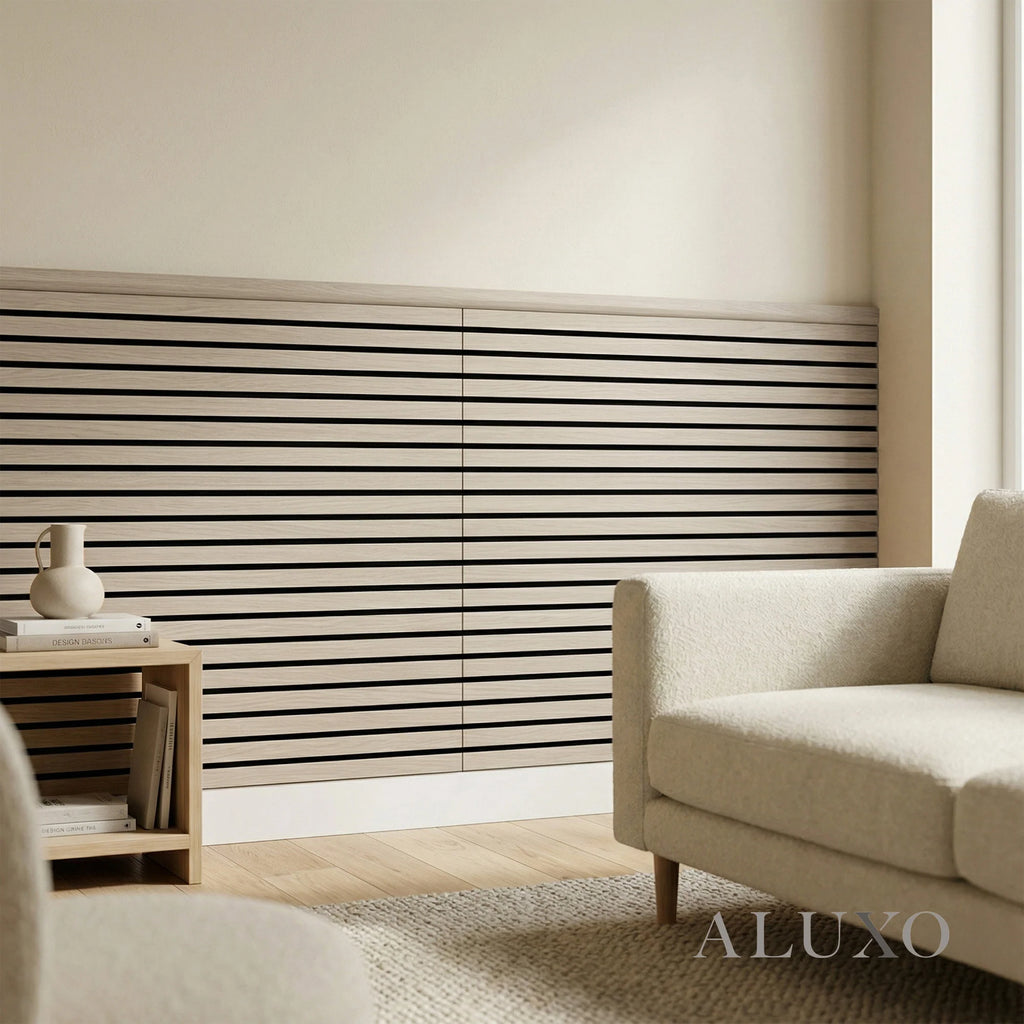 Sale Pre-Cut Wainscoting Wall Panel Kit - Slat Light Oak (196cm x 101cm) | Ready-to-Install Modern Half Wall Panelling