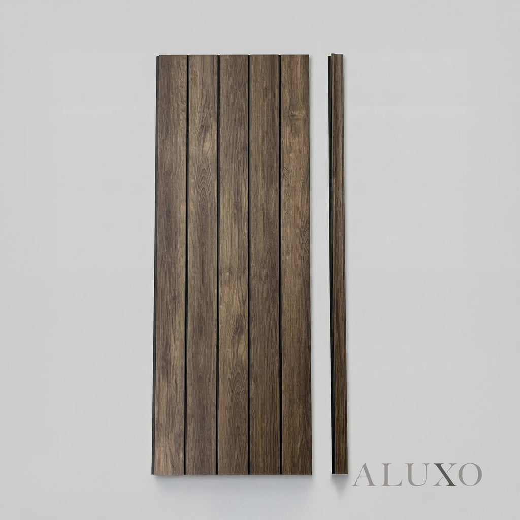 Pre-Cut Wainscoting Wall Panel Kit - Slat Walnut (196cm x 101cm) | Ready-to-Install Premium Half Wall Panelling
