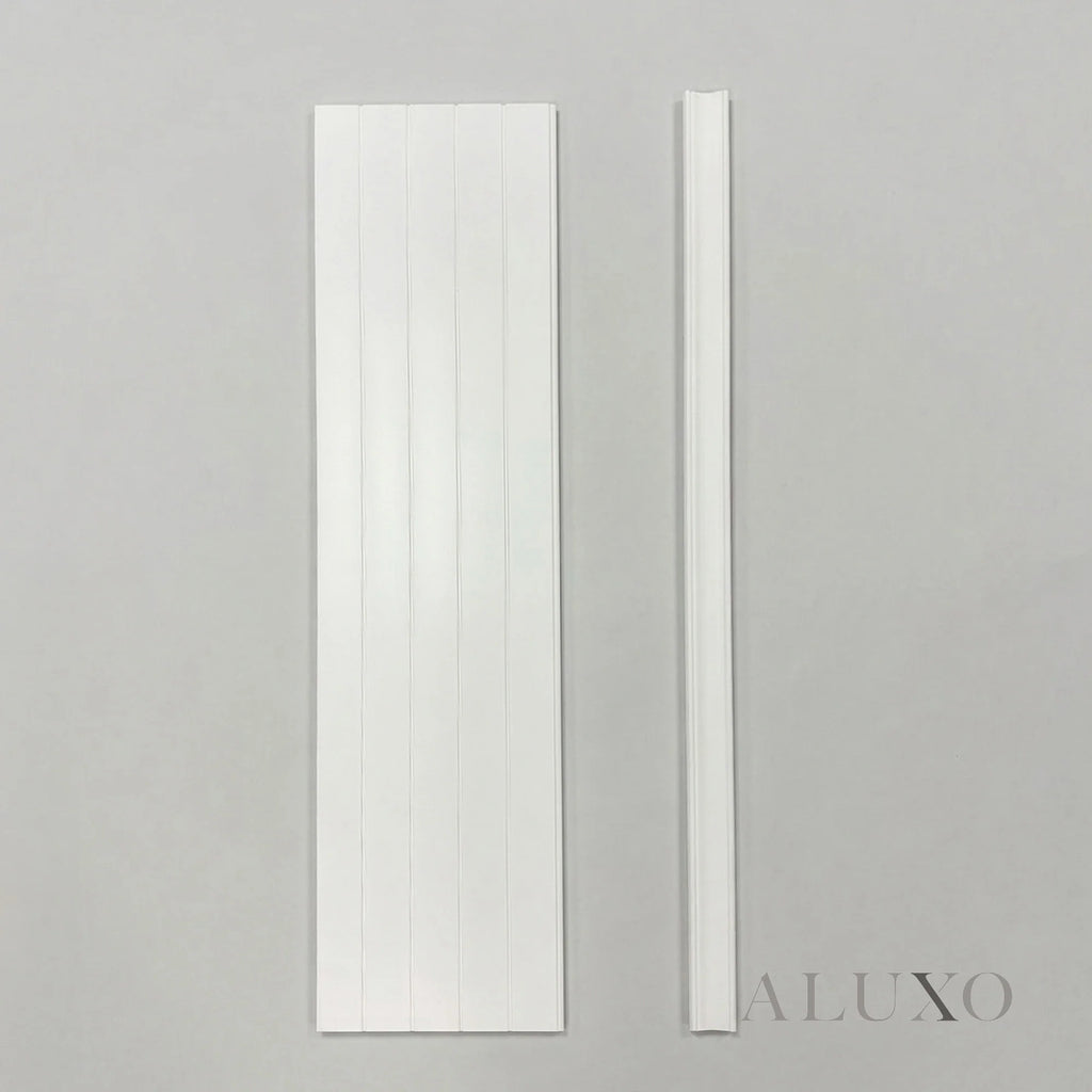 Pre-Cut Wainscoting Wall Panel Kit - Slat White (196cm x 101cm) | Ready-to-Install Modern Half Wall Panelling