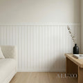 Pre-Cut Wainscoting Wall Panel Kit - Slat White (196cm x 101cm) | Ready-to-Install Modern Half Wall Panelling