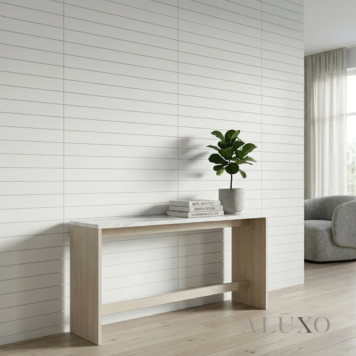 Pre-Cut Wainscoting Wall Panel Kit - Slat White (196cm x 101cm) | Ready-to-Install Modern Half Wall Panelling