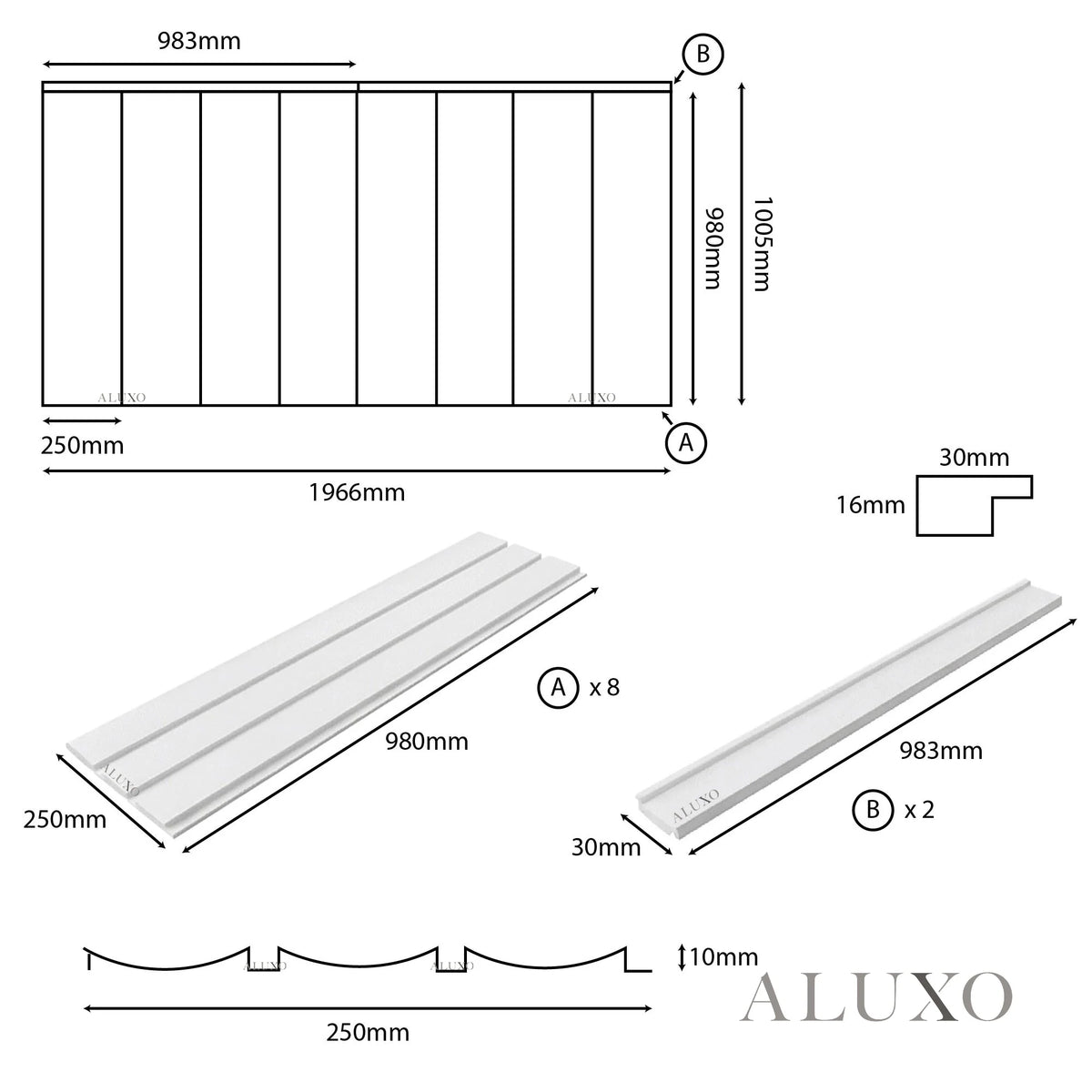 Pre-Cut Wainscoting Wall Panel Kit - Wave Light Oak (196cm x 100cm) | Ready-to-Install Scalloped Half-Wall