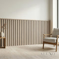 Pre-Cut Wainscoting Wall Panel Kit - Wave Light Oak (196cm x 100cm) | Ready-to-Install Scalloped Half-Wall