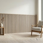 Pre-Cut Wainscoting Wall Panel Kit - Wave Light Oak (196cm x 100cm) | Ready-to-Install Scalloped Half-Wall