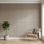 Pre-Cut Wainscoting Wall Panel Kit - Wave Light Oak (196cm x 100cm) | Ready-to-Install Scalloped Half-Wall