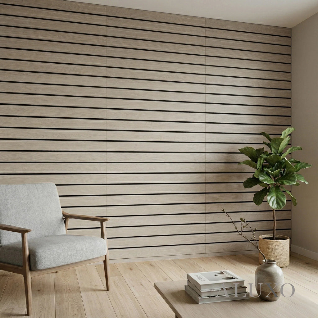 Pre-Cut Wainscoting Wall Panel Kit - Wave Light Oak (196cm x 100cm) | Ready-to-Install Scalloped Half-Wall