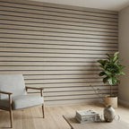 Pre-Cut Wainscoting Wall Panel Kit - Wave Light Oak (196cm x 100cm) | Ready-to-Install Scalloped Half-Wall