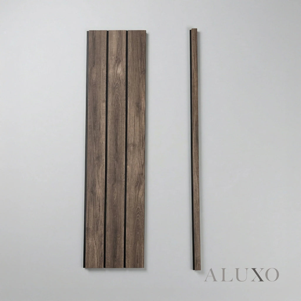 Pre-Cut Wainscoting Wall Panel Kit - Wave Walnut (196cm x 100cm) | Ready-to-Install Scalloped Half-Wall