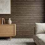 Pre-Cut Wainscoting Wall Panel Kit - Wave Walnut (196cm x 100cm) | Ready-to-Install Scalloped Half-Wall