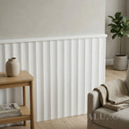 Pre-Cut Wainscoting Wall Panel Kit - Wave White (196cm x 100cm) | Ready-to-Install Scalloped Half-Wall