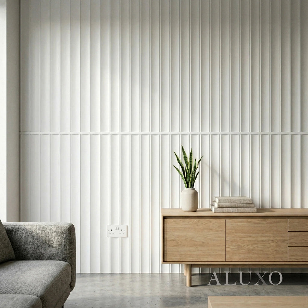 Pre-Cut Wainscoting Wall Panel Kit - Wave White (196cm x 100cm) | Ready-to-Install Scalloped Half-Wall