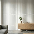 Pre-Cut Wainscoting Wall Panel Kit - Wave White (196cm x 100cm) | Ready-to-Install Scalloped Half-Wall