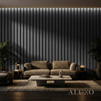 Panelux™ Pro Black Coloured Acoustic Wood Wall Panel | 3-Sided Wrap 240cm x 32cm (Set of 2)