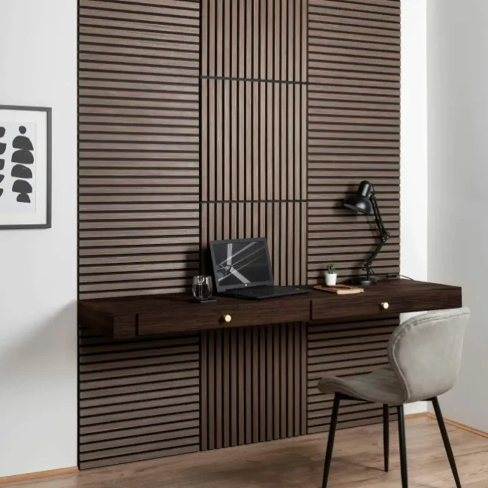 Walnut Wooden Acoustic Wall Panels – 60cm x 60cm Wall Cladding UK