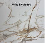 110cm Round Cream & Gold Dining Table + Victoria Cream Gold Lion Knocker Velvet Dining Chairs