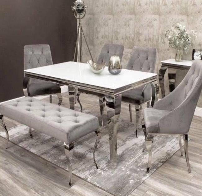 Lewis Glass Top Dining Table White