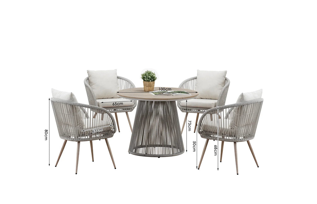Cove 4 Seater Garden Dining Set – Natural Polyrattan Outdoor Dining Furniture UK