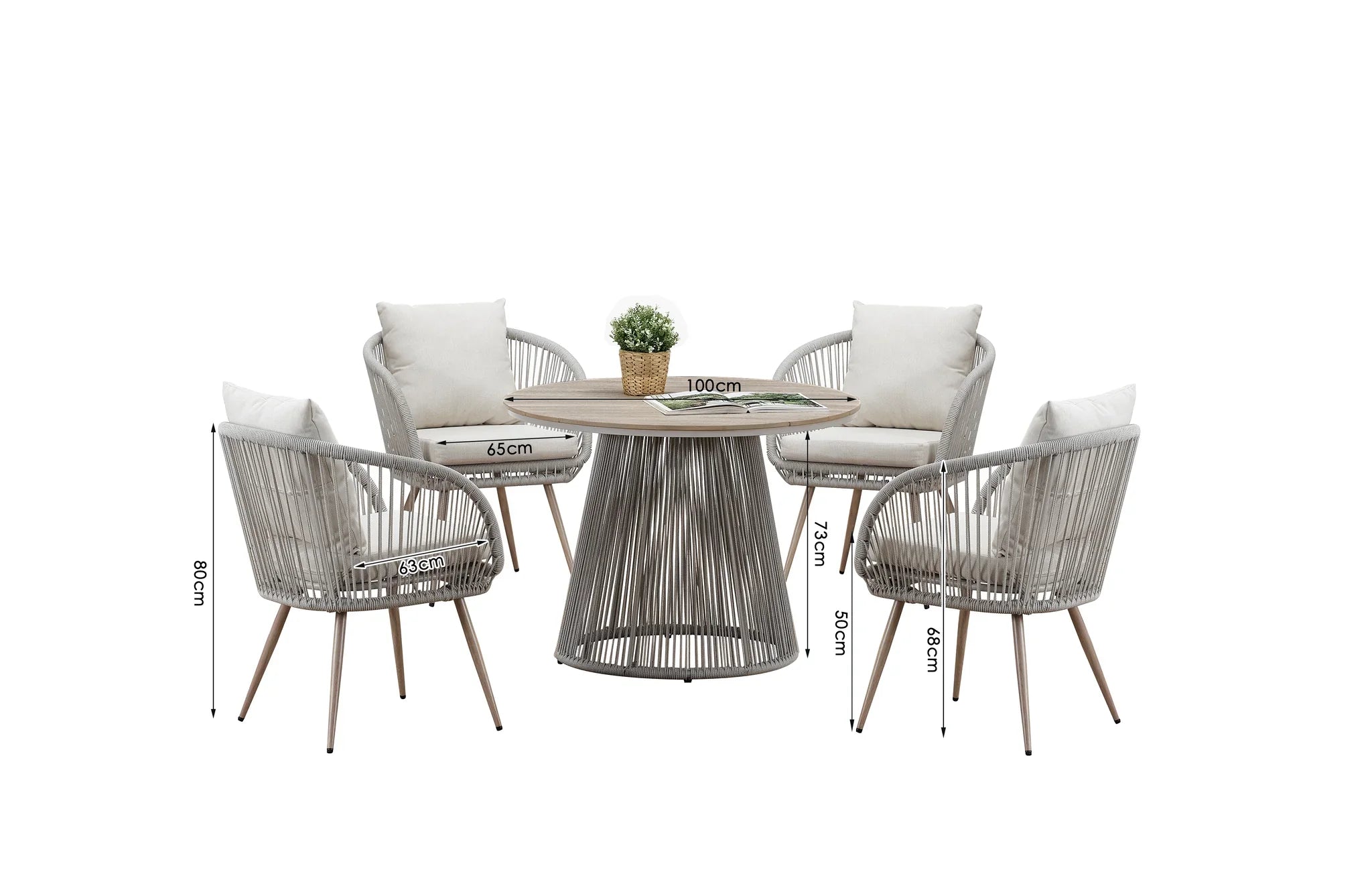 Cove 4 Seater Garden Dining Set – Natural Polyrattan Outdoor Dining Furniture UK